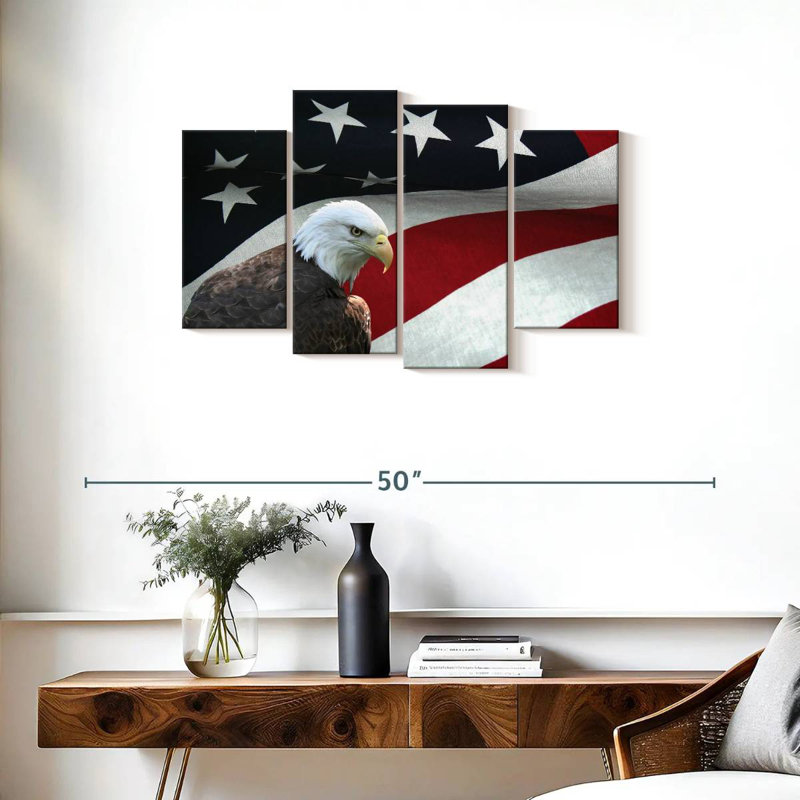 Brampt US Flag And The Bald Eagle, 22" H x 36" W
