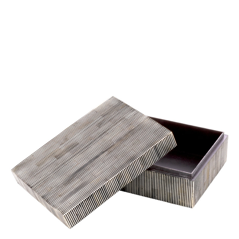Lucille Handmade Bone Decorative Box, 4.13" H x 11.02" W x 8.27" D