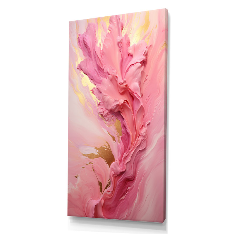 Rose radieux, crépuscule rêve II, H 60 po x l 28 po x P 1,5 po, Toile tendue
