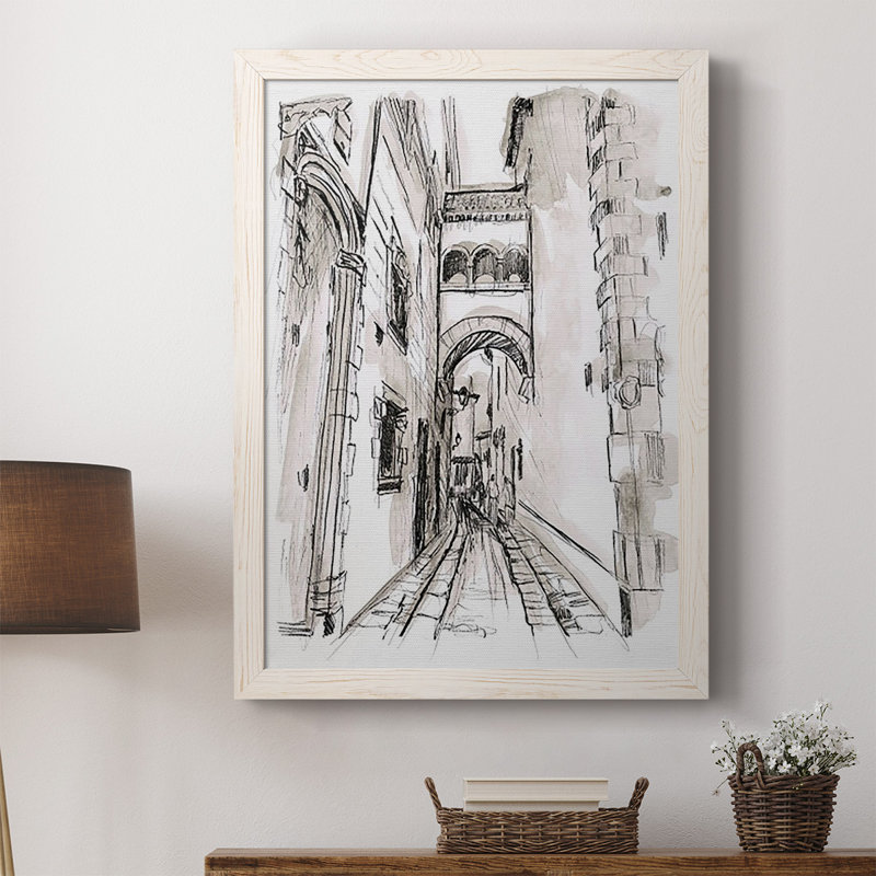 " Europe Street Sketches II ", White, 37.5" H x 27.5" W x 1" D