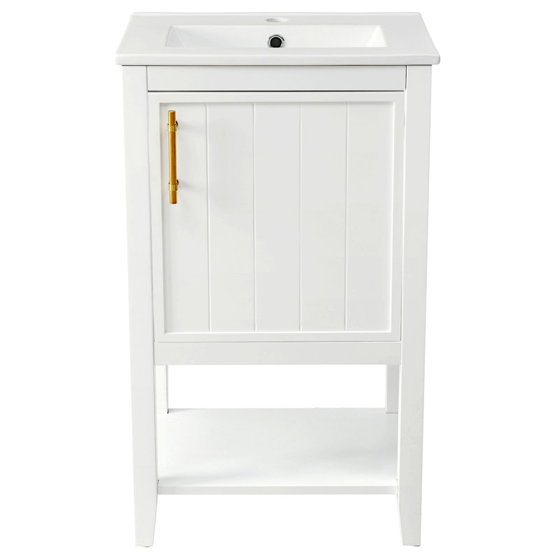 Meuble-lavabo autoportant avec tiroirs de rangement, Blanc