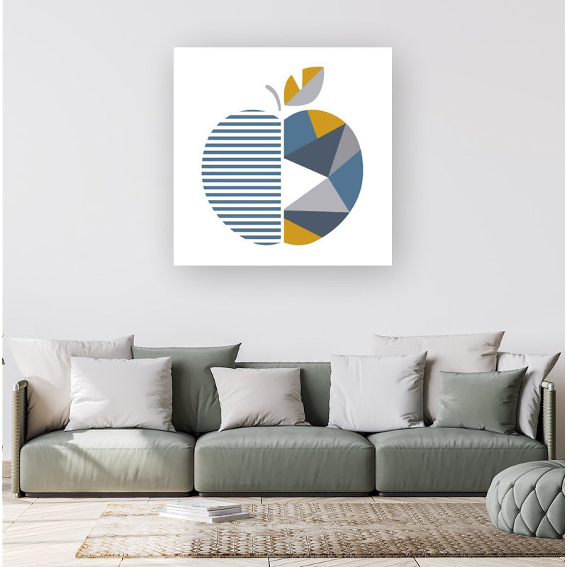 Geometric Apple - Wrapped Canvas Print, 16cm H x 16cm W x 3.8cm D