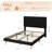 Velvet Upholstered Platform Bed with Adjustable Headboard and Wooden Slats-2040496909