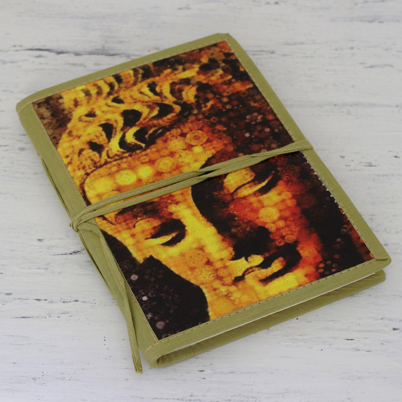 Novica Praying Buddha And Cotton-Bound Journal
