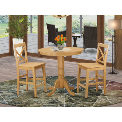 Smyth Counter Height Rubberwood Solid Wood Dining Set by Charlton Home