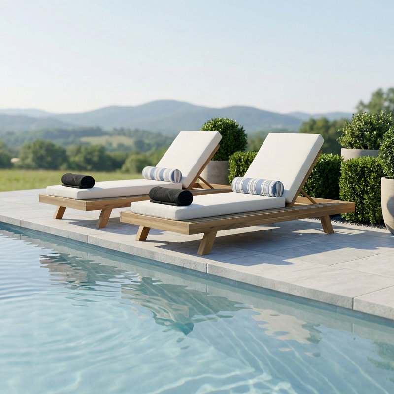 Chaise longue de patio réglable Aryan, Marron clair