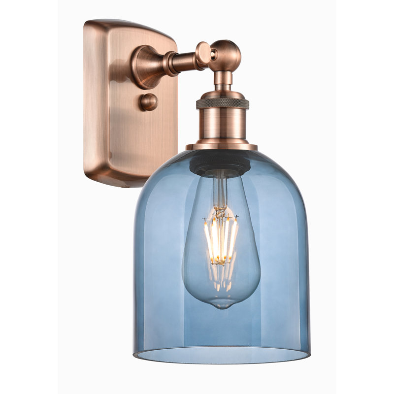 Anacaren Steel Armed Sconce, Antique Copper, Princess Blue