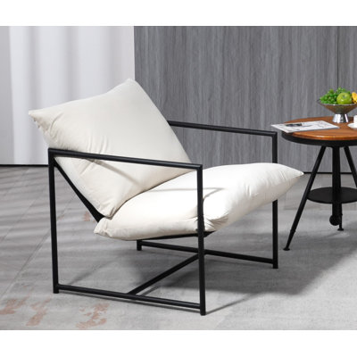 Fauteuil d'appoint élégant en velours moderne, fauteuil inclinable contemporain avec cadre en métal et siège profond pour bureau personnel