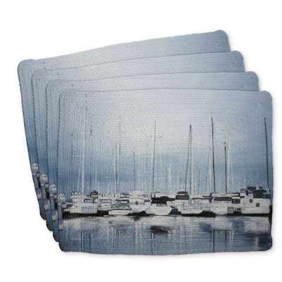 Braided Polyester Kundra Set of 4 - Boats at the Dock 2 Decor