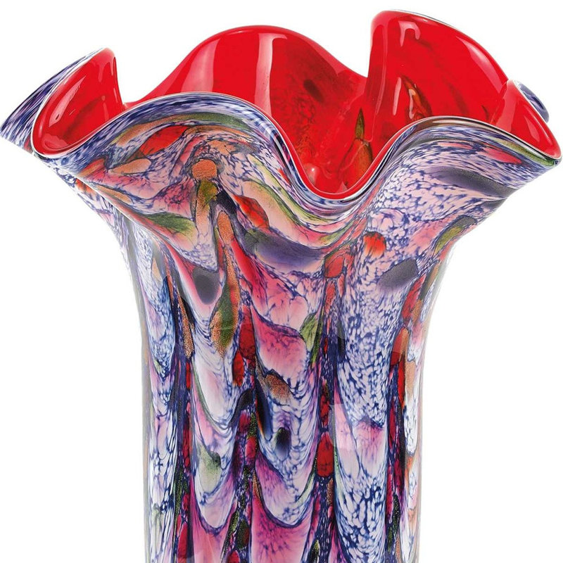 Vase de table en verre pour l’intérieur/extérieur 17 po mauve/rouge Mukrime