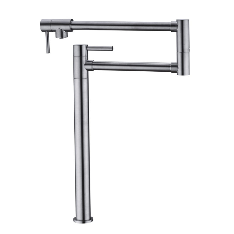 Extension Pot Filler Faucet In Brushed Nickel, Arm For Effortless Filling, Double Handles To Regulate Water Flow Precisely, Surface, Silent Aerator