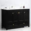 Meuble-lavabo noir 48 po avec lavabo en céramique intégré, 4 portes à fermeture douce et 2 tiroirs de rangement, bois massif pour une apparence tendance, lavabo à fonctionnement sans effort, tiroirs, structure facile à utiliser
