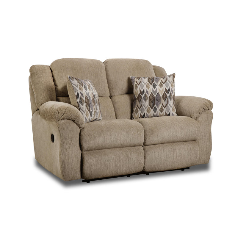 Birpal 66'' Upholstered Reclining Loveseat, Beige Polyester