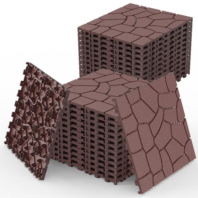 Carreaux de terrasse 12 "New Stone Texture, Brun-rouge
