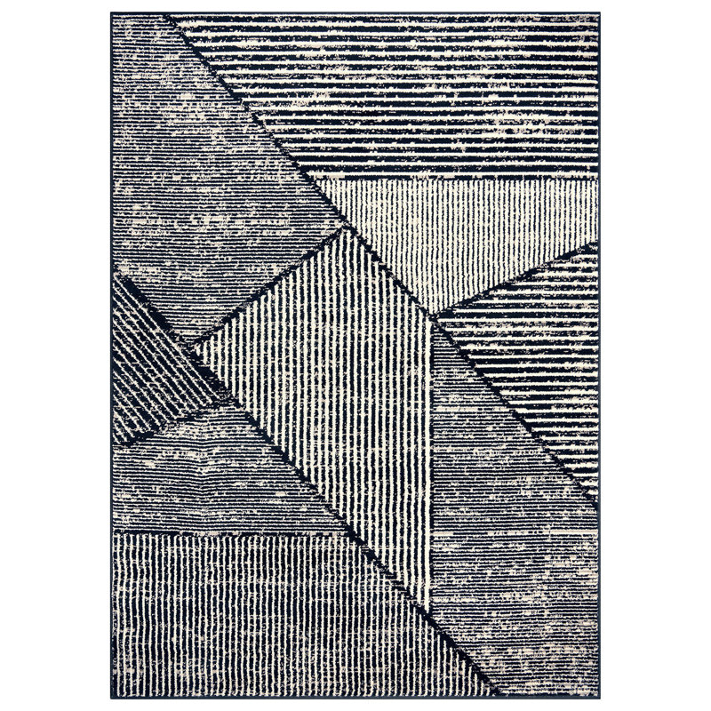 Tapis contemporain délavé à motif géométrique, Rectangle 7 pi 10 po x 10 pi