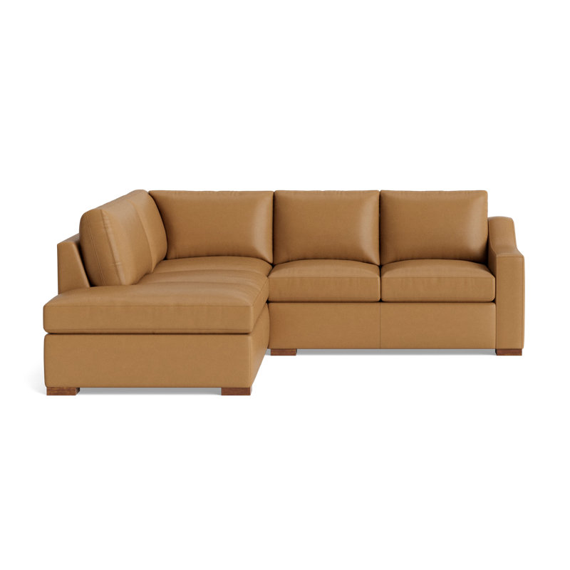 Lucca Leather Sectional, Left Hand Facing, Bison Butterscotch Top Grain Leather