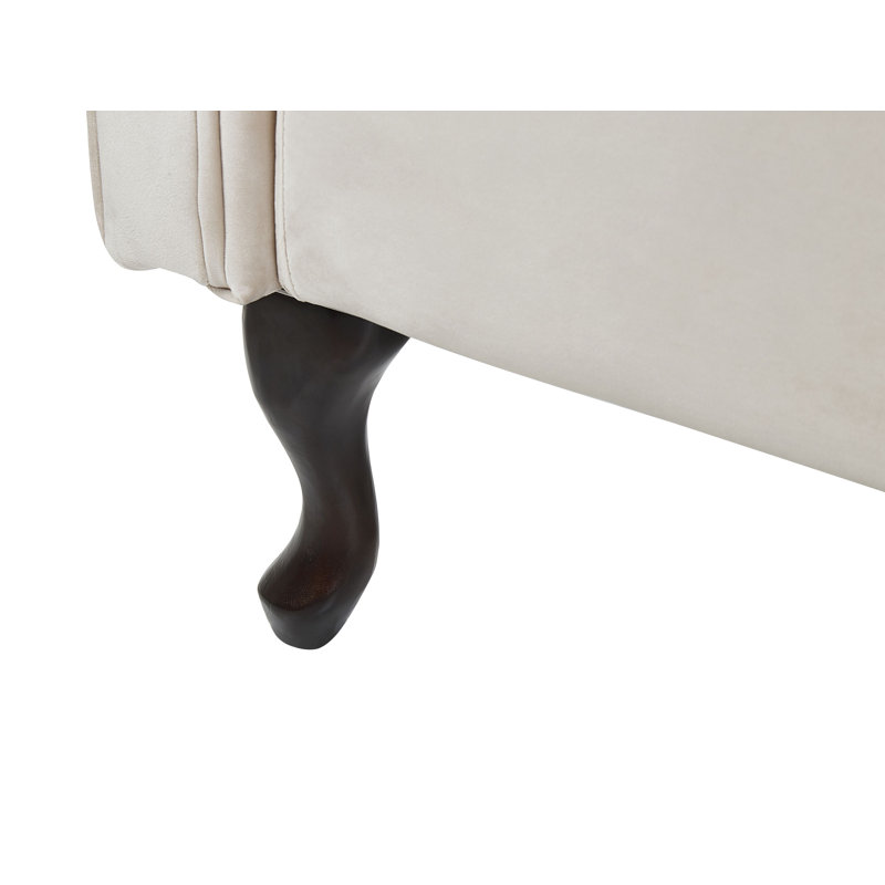 Whitlock Velvet Chaise Lounge, Beige, Right-Arm Chaise