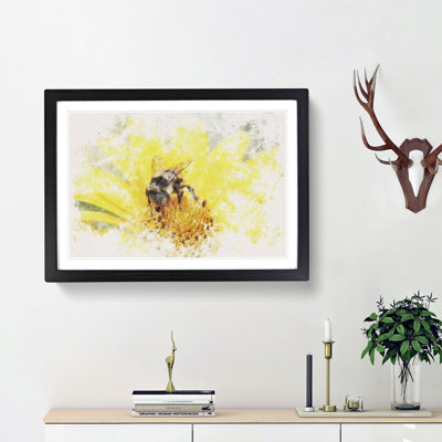 Bee Collecting Pollen Watercolour - Framed Print