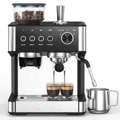 20-Bar Espresso Machine with Milk Frother, 58mm Portafilter, Black