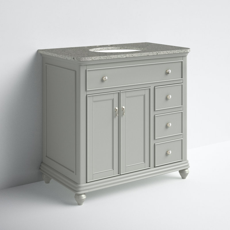 Otto 36'' Single Bathroom Vanity with Top, Antique White, Light Gray