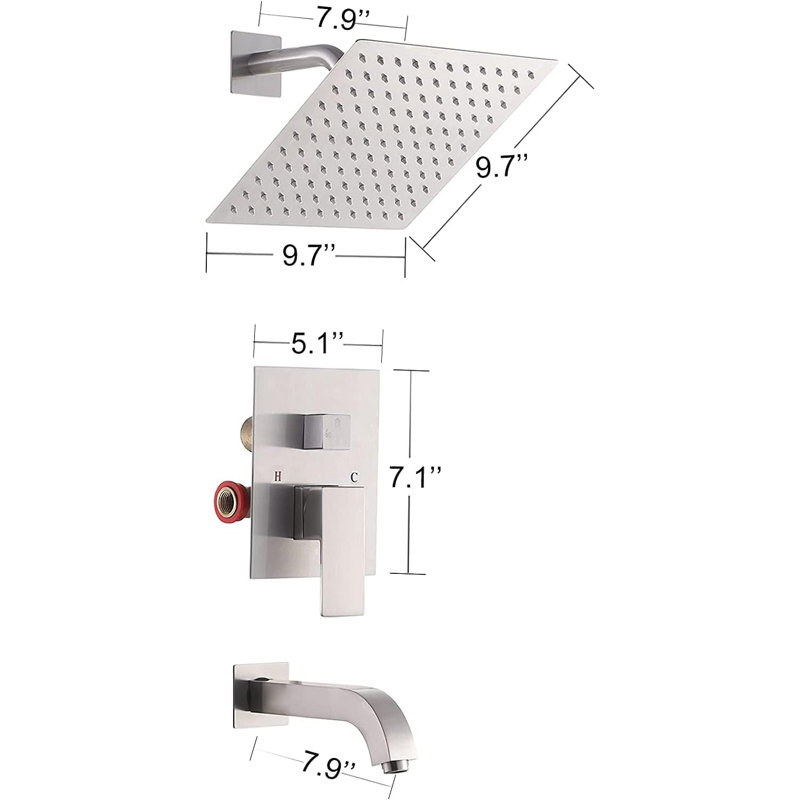 Système de douche complet, Nickel brossé