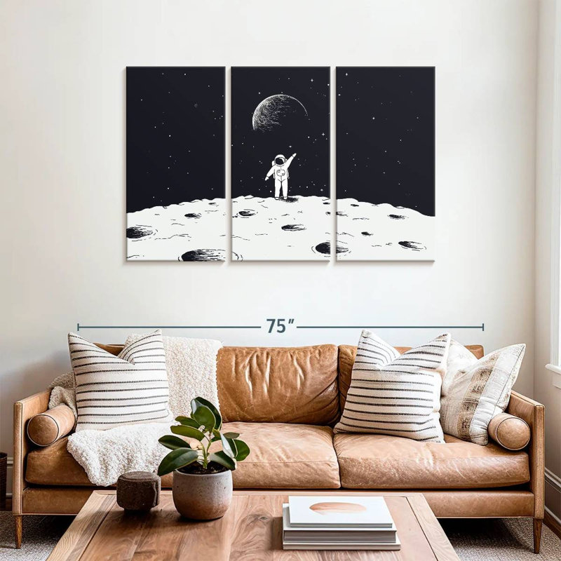 Oberle astronaute sur la lune, H 36 po x l 57 po