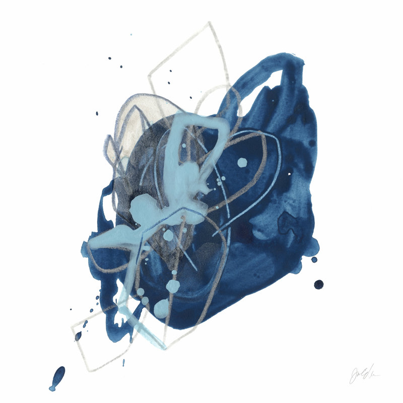 Blue Ink Blot II by June Erica Vess - Wrapped Canvas Painting, 91cm H x 91cm W x 3.8cm D