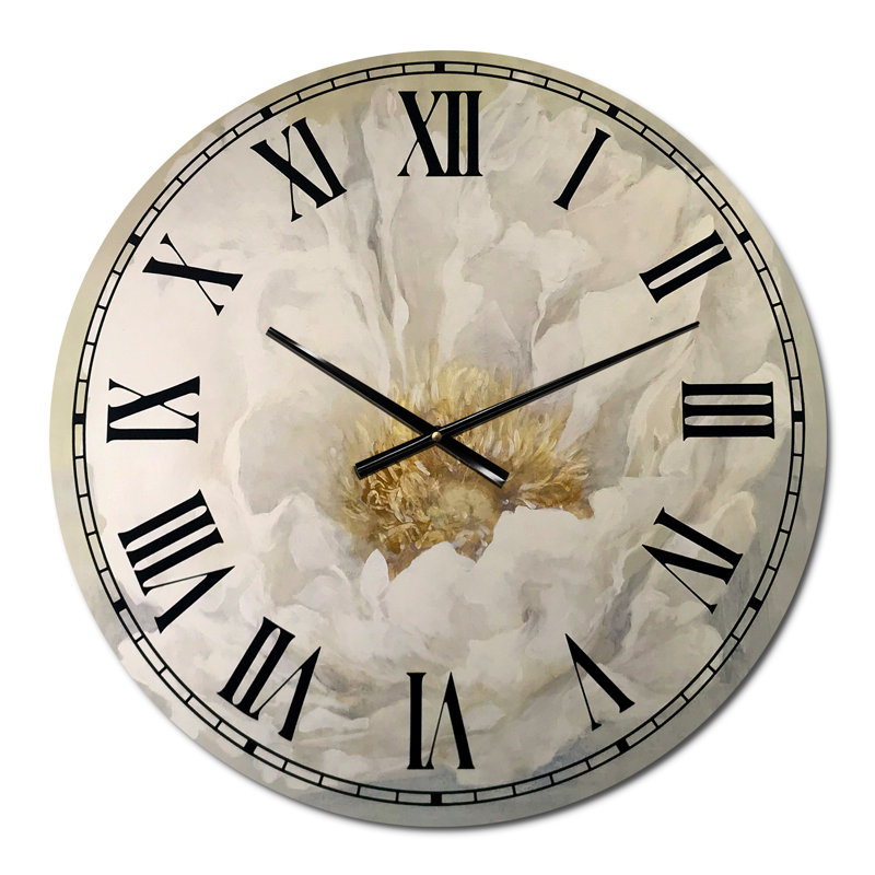 Pivoine blanche sereine - Horloge murale traditionnelle, Moyen