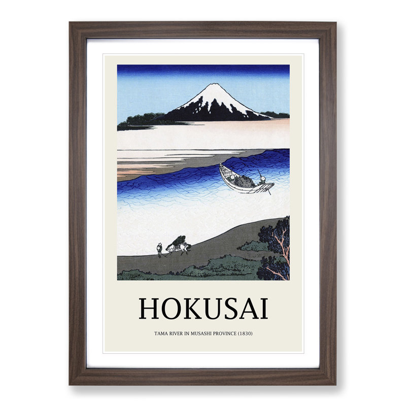Tama River in the Musashi Province by Katsushika Hokusai - Picture Frame Painting, 65cm H x 48cm W x 2cm D, Walnut Framed