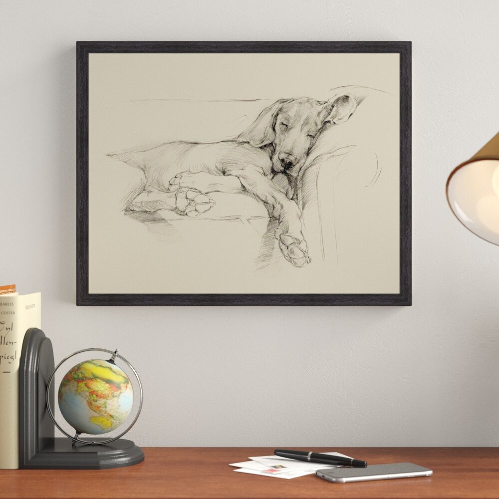 Alcott Hill® 'Dog Days I' Framed Drawing Print & Reviews | Wayfair