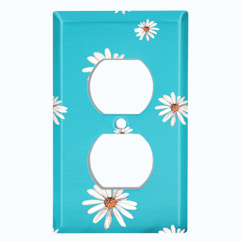 Plaque murale à 1 sortie Teal Dandelions White Flowers