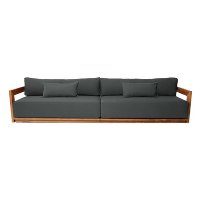 Varenna 119'' Wide Rectangle Teak Patio Sofa with Sunbrella® Cushions