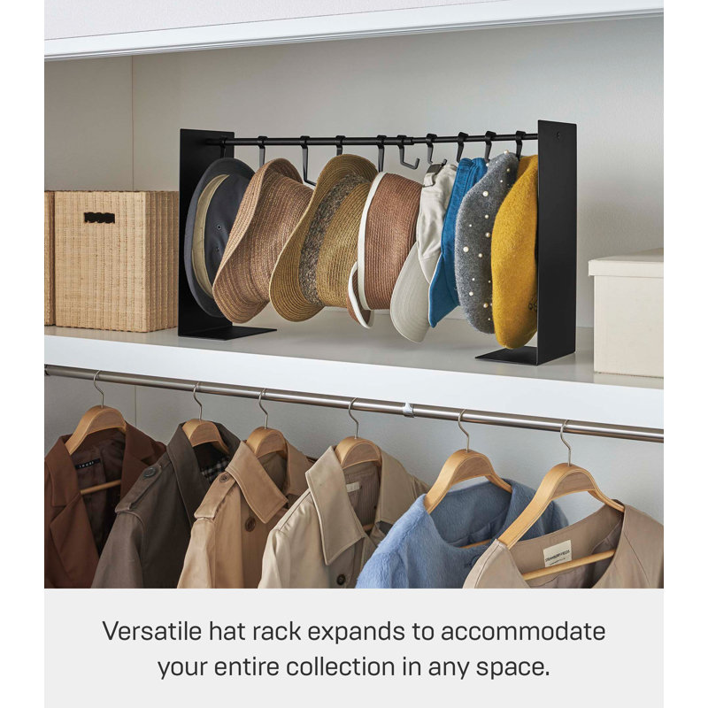 Yamazaki Home Hat Hanging Organizer, Steel, Holds 5.5 Lbs, Adjustable, Black