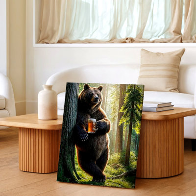 Bearded Man Portrait Canvas Print Rustic Hooded Figure Painting Decor Canvas Wall Art Print, Rustic Animal Decorative Artwork For Living Room Bedroom Office, Hallway Gallery Wall Home Decor