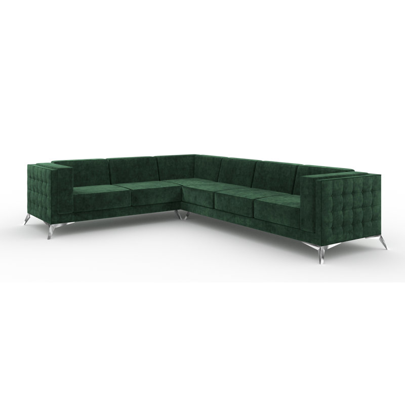 Magnus 4 Seater Corner Sofa , Green, Left Hand Facing