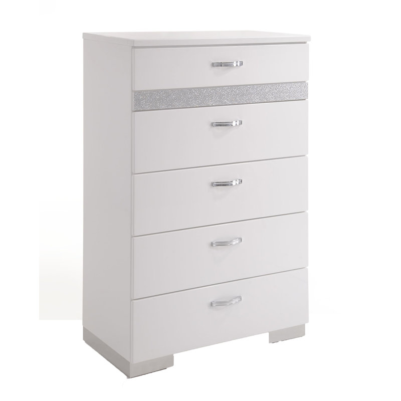 Jubi Tuxedo White High Gloss 6-Drawer Chest