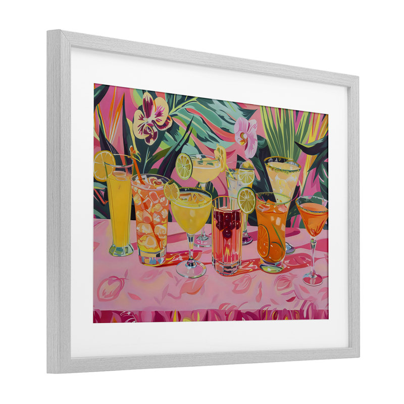 «Tropical Cocktail Party», reproduction sous verre encadrée, design par LSR Design Studio, H 14 po x l 20 po