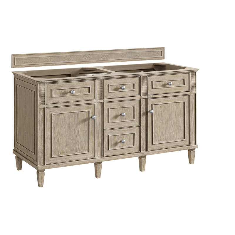 Base de meuble-lavabo double l 60 po Lorelai, Chêne blanchi