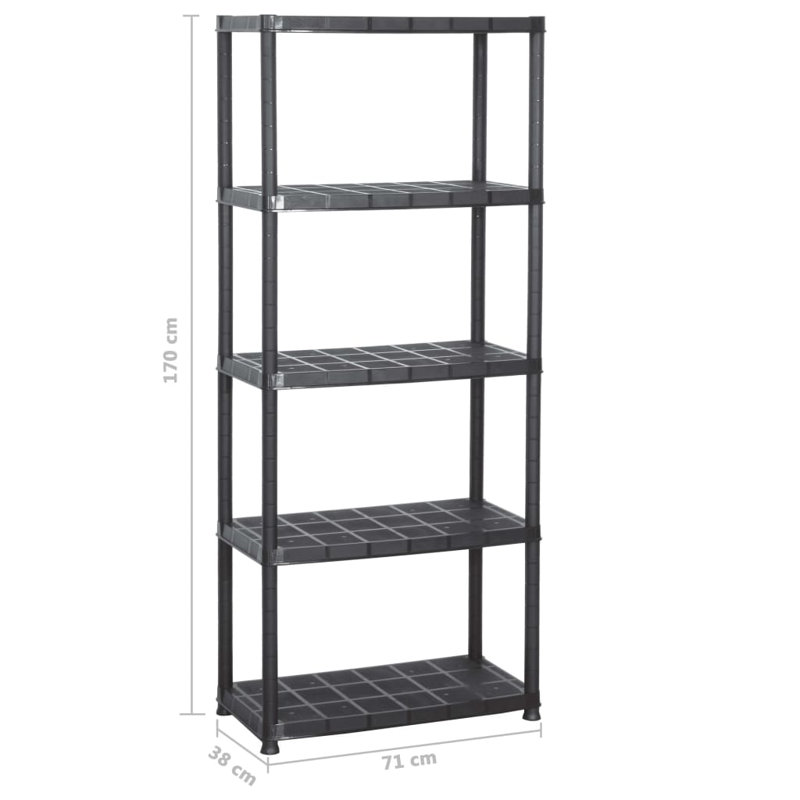 Khacheres Plastic Shelving Unit, 170cm H x 71cm W x 38cm D
