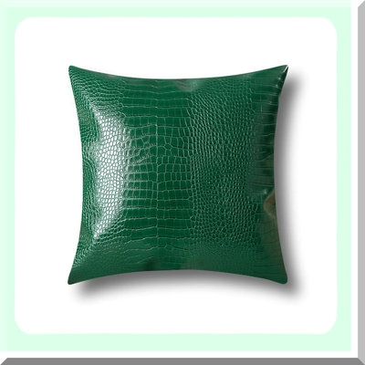 Crocodile Leather Cushion Cover - Dark Green Sofa Pillow Cases- Home Decor Solid Dyed PU Leather Throw Pillow Covers
