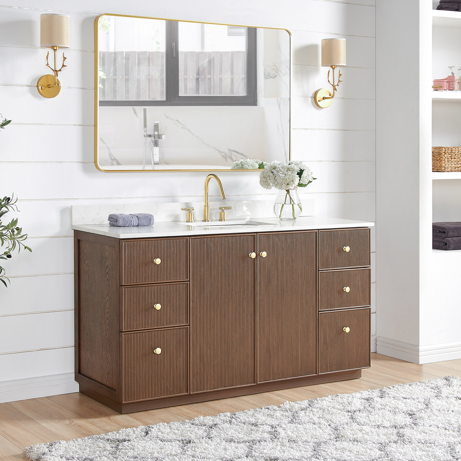 Amella 60'' Single Bathroom Vanity, Dark Brown
