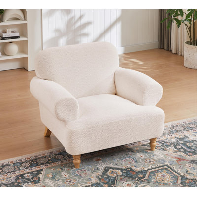 Fauteuil d'appoint 41,75 "surdimensionné avec accoudoirs encastrés et pieds en bois massif