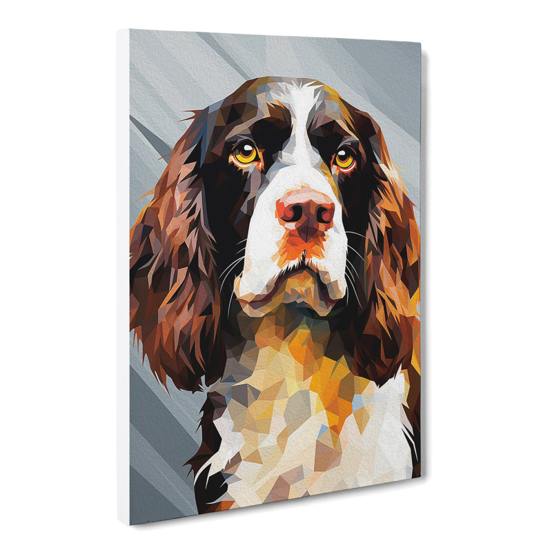 English Springer Spaniel Geometric No.2 - Wrapped Canvas, 76cm H x 50cm W x 3cm D