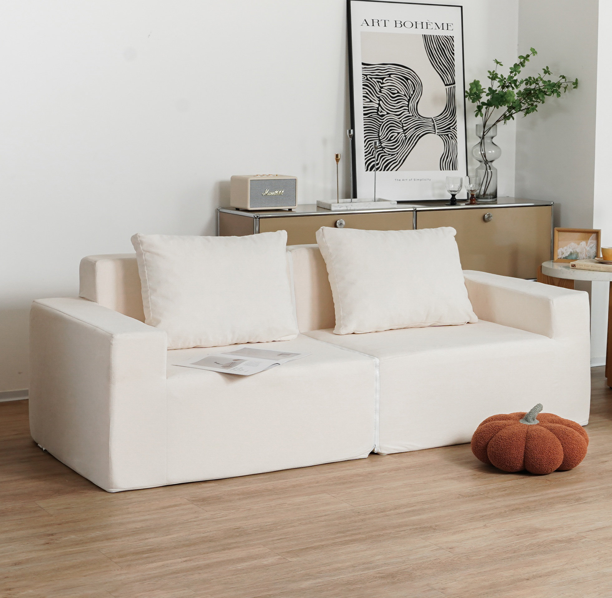 Ivy Bronx Convertible living room foam sofa chair with movable armrests