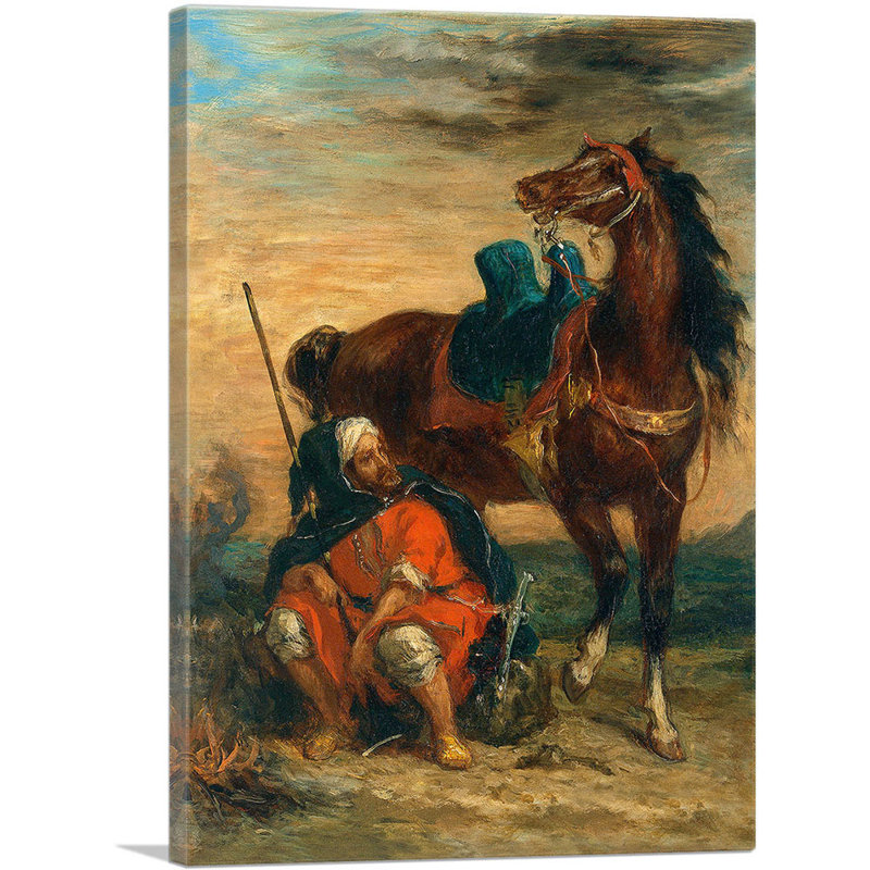 «Arab Rider» par Eugene Delacroix - peinture sur toile tendue, H 18 po x l 12 po x 1,5 po