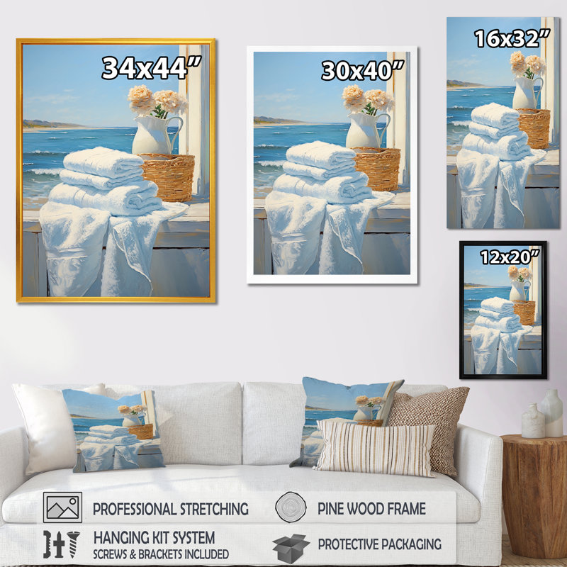 Linge à linge blanc et orange 5 - Art mural, H 40 po x l 30 po x P 1,5 po