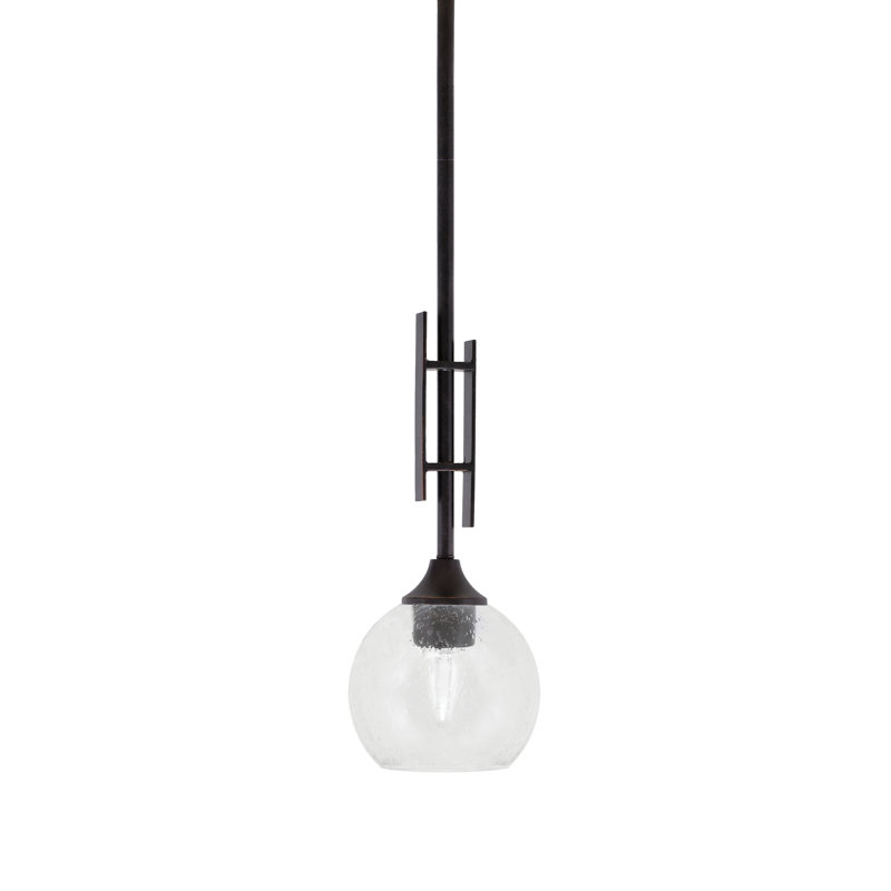 Mini-luminaire suspendu suspendu au pied en granit foncé Uptowne avec verre de 5,75 po, Clair