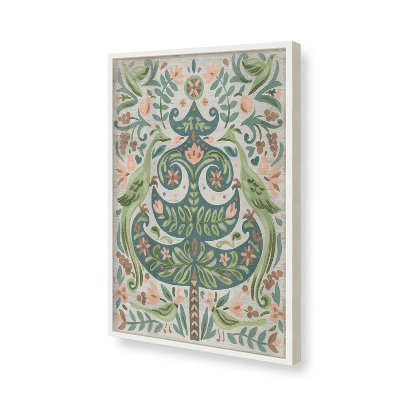 Arbre de Noël floral Folk I, Cadre opaque blanc, H 21 po x l 17 po