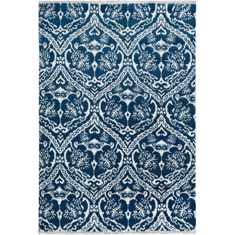 Nabila One-of-a-Kind 4'2" x 6' Area Rug in Blue/Ivory