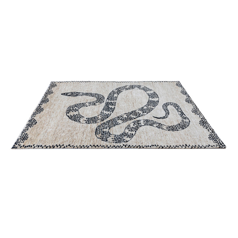 Jute / Sisal Area Rug in Black/Beige, Rectangle 10' x 14'